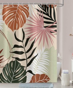 Boho Abstract Geometric Leaves Shower Curtain - Bathroom Decor