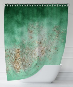Boho Chic Sage Green Ombre Shower Curtain for Minimalist Bathroom Decor