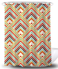 Boho Diamond Arrow Blue Red Geometry Shower Curtain - Housewarming Gift for Bathroom Decor