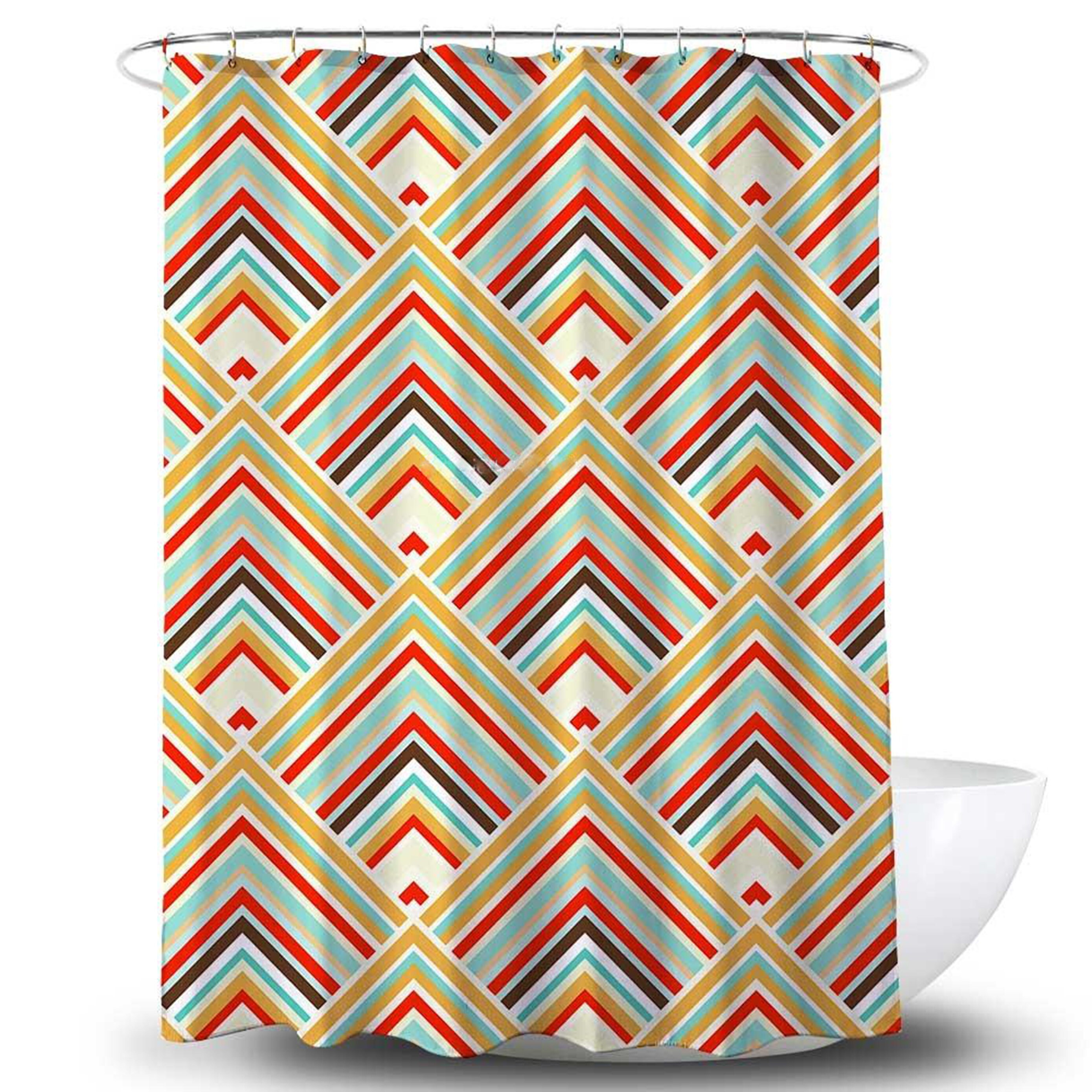 Boho Diamond Arrow Blue Red Geometry Shower Curtain - Housewarming Gift for Bathroom Decor