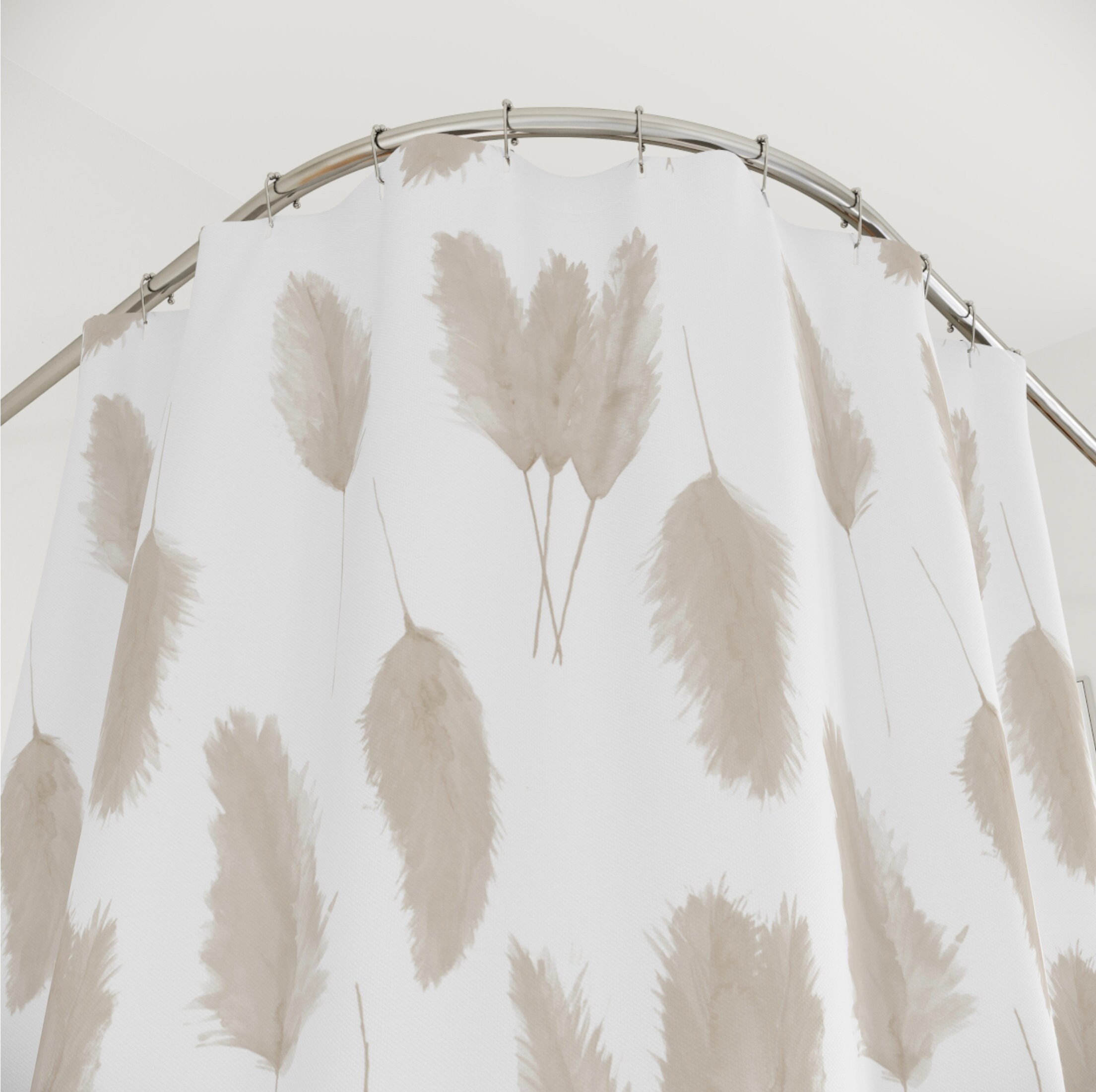 Boho Pampas Grass Shower Curtain for Modern Chic Bathroom