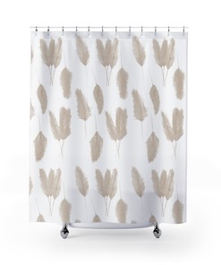 Boho Pampas Grass Shower Curtain for Modern Chic Bathroom