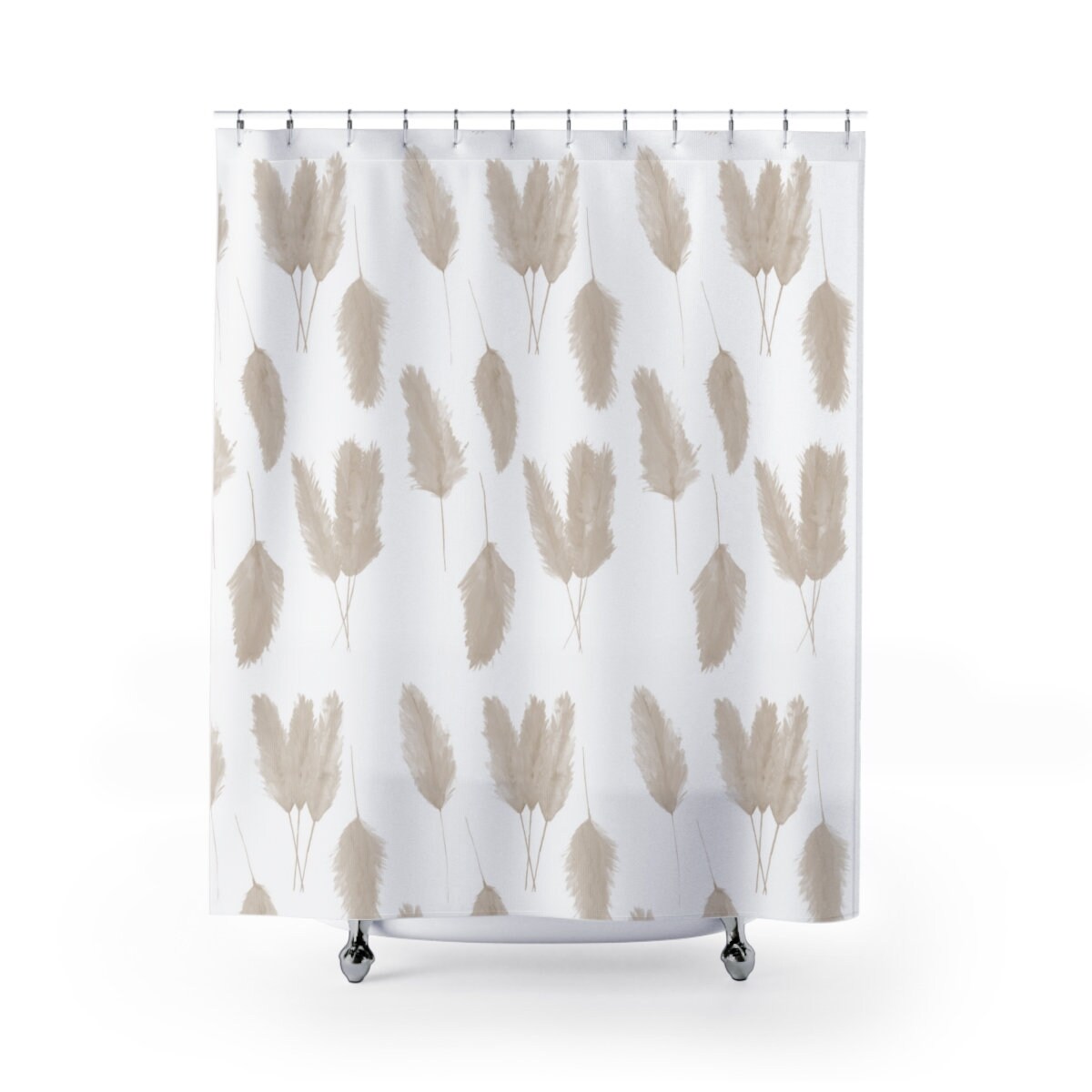 Boho Pampas Grass Shower Curtain for Modern Chic Bathroom