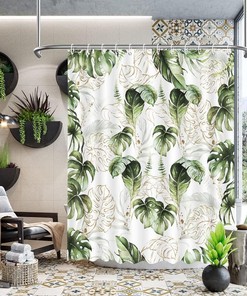 Boho Tropical Leaves Shower Curtain