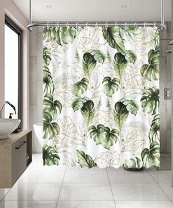 Boho Tropical Leaves Shower Curtain