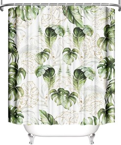 Boho Tropical Leaves Shower Curtain