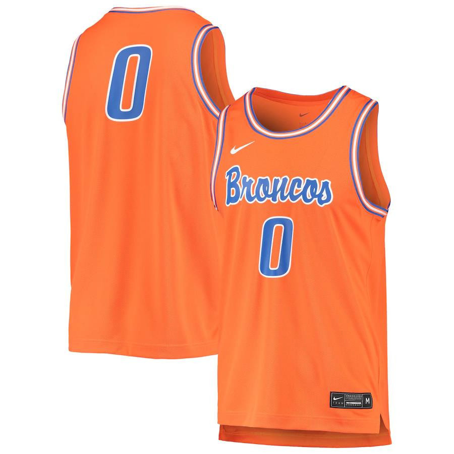 Boise State Broncos 0 Retro Basketball Men Jersey - Orange