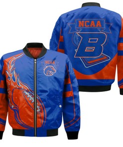 Boise State Broncos Bomber Jacket  - Fire Football - NCAA