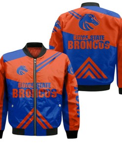 Boise State Broncos Football Bomber Jacket  - Stripes Cross Shoulders - NCAA