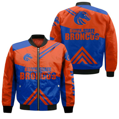 Boise State Broncos Football Bomber Jacket - Stripes Cross Shoulders - NCAA