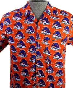 Boise State Broncos Hawaiian Camp Shirt University College Bsu Mens Orange