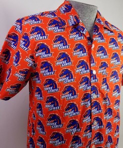 Boise State Broncos Hawaiian Camp Shirt University College Bsu Mens Orange