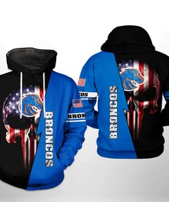 Boise State Broncos NCAA US Flag Skull 3D Printed Hoodie/Zipper Hoodie