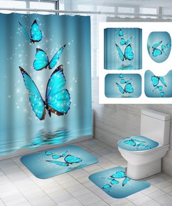Bold Blue Butterfly Shower Curtain, Waterproof Fabric