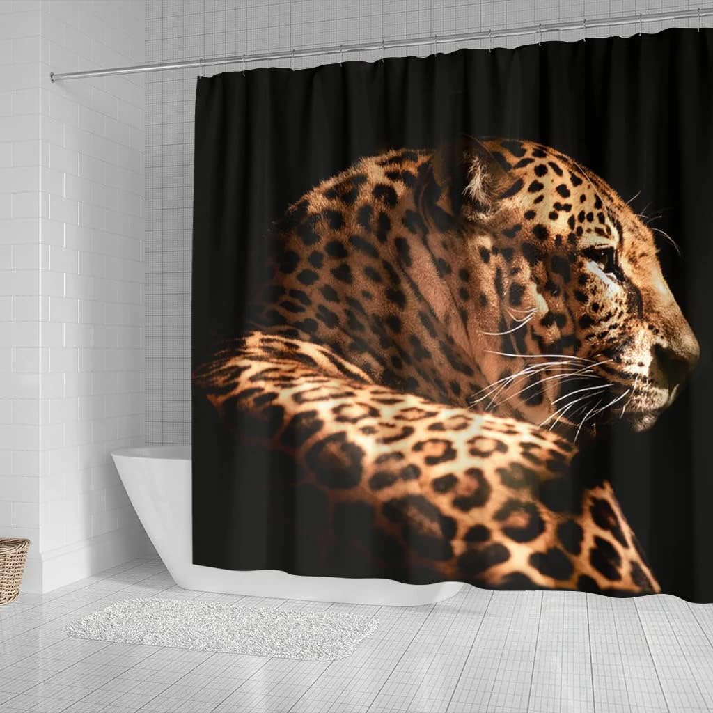 Bold Leopard Print Shower Curtain - Jungle Inspired Bathroom Decor