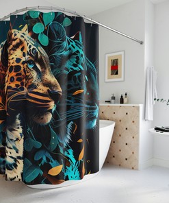 Bold Wildcat Design Shower Curtain for Cat Lovers