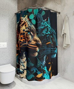 Bold Wildcat Design Shower Curtain for Cat Lovers