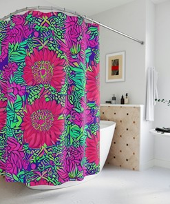Bold and Beautiful Boho Shower Curtain - Abstract Floral Art with Vibrant Colors 
