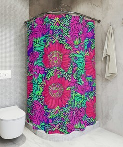 Bold and Beautiful Boho Shower Curtain - Abstract Floral Art with Vibrant Colors 