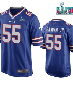 Boogie Basham 55 Buffalo Bills Super Bowl LVII Logo Game Player Men Jersey - Royal Jersey