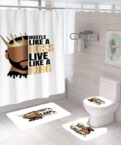 Boss King African American Shower Curtain - 4 Piece Set for Bathroom Decor