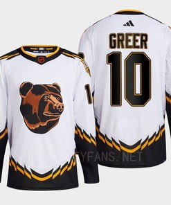 Boston Bruins 2022 Reverse Retro 2.0 A.J. Greer 10 White Primegreen Jersey Men's