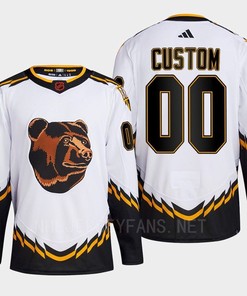 Boston Bruins 2022 Reverse Retro 2.0 Custom 00 White Primegreen Jersey Men's