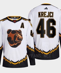 Boston Bruins 2022 Reverse Retro 2.0 David Krejci 46 White Primegreen Jersey Men's