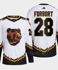 Boston Bruins 2022 Reverse Retro 2.0 Derek Forbort 28 White Primegreen Jersey Men's