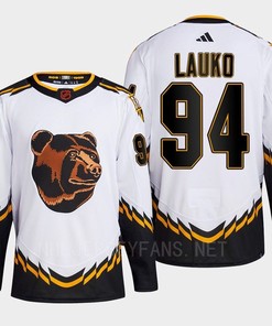 Boston Bruins 2022 Reverse Retro 2.0 Jakub Lauko 94 White Primegreen Jersey Men's