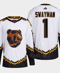 Boston Bruins 2022 Reverse Retro 2.0 Jeremy Swayman 1 White Primegreen Jersey Men's