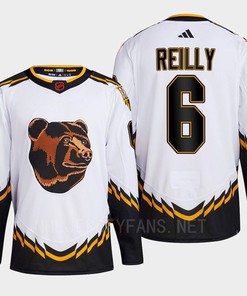Boston Bruins 2022 Reverse Retro 2.0 Mike Reilly 6 White Primegreen Jersey Men's