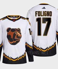 Boston Bruins 2022 Reverse Retro 2.0 Nick Foligno 17 White Primegreen Jersey Men's