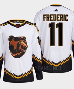 Boston Bruins 2022 Reverse Retro 2.0 Trent Frederic 11 White Primegreen Jersey Men's