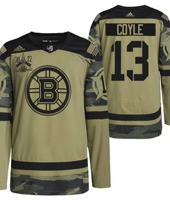 Boston Bruins Charlie Coyle 2022 Military Appreciation Night Camo 13 Jersey Primegreen Jersey