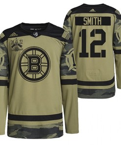 Boston Bruins Craig Smith 2022 Military Appreciation Night Camo 12 Jersey Primegreen Jersey