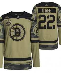 Boston Bruins Willie O'Ree 2022 Military Appreciation Night Camo 22 Jersey Primegreen Jersey