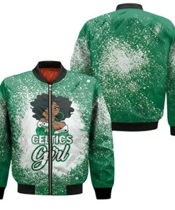 Boston Celtics Girl African Girl NBA Team Allover Design Gift For Boston Celtics Fans Bomber Jacket