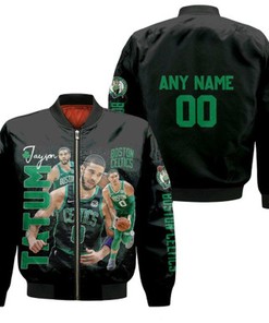 Boston Celtics Jayson Tatum 0 Legendary Player NBA Basketball Team Black 3DGift With Custom Name Number For Celtics Fans Bomber Jacket