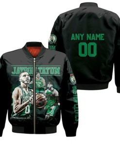 Boston Celtics Jayson Tatum 0 Legends NBA Basketball Team Black 3DGift With Custom Name Number For Celtics Fans Bomber Jacket