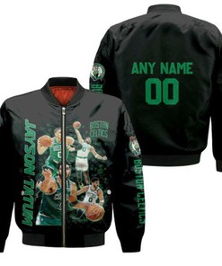 Boston Celtics Jayson Tatum 0 NBA All-star Great Player Black 3DGift With Custom Name Number For Celtics Fans Bomber Jacket