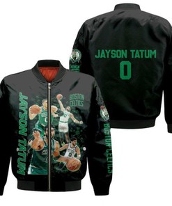 Boston Celtics Jayson Tatum 0 NBA All-star Great Player Black Gift For Celtics Fans Bomber Jacket