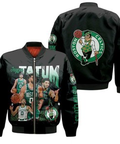 Boston Celtics Jayson Tatum 0 NBA Good Player Basketball Team Logo Black Gift For Celtics Fans Bomber Jacket