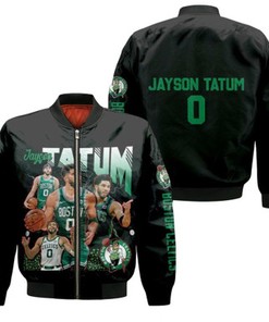 Boston Celtics Jayson Tatum 0 NBA Good Player Black Gift For Celtics Fans Bomber Jacket