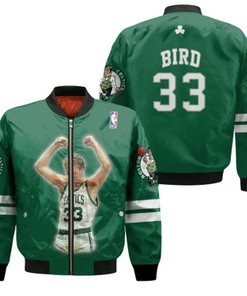 Boston Celtics Larry Bird 33 NBA Legendary Captain Basketball Team Green Gift For Celtics Fans Bomber Jacket
