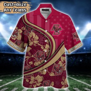 Boston College Eagles NCAA US Flag Flower Hawaii Shirt For Fans