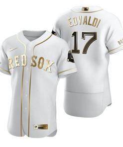 Boston Red Sox #17 Nathan Eovaldi Mlb Golden Brandedition White Jersey Gift For Red Sox Fans