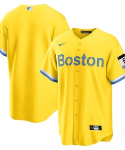 Boston Red Sox 2021 City Connect Replica Jersey - Gold/light Blue Mlb