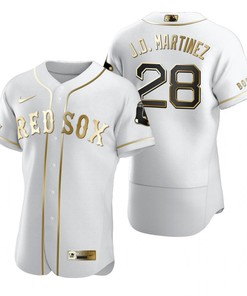 Boston Red Sox #28 J.d. Martinez Mlb Golden Brandedition White Jersey Gift For Red Sox Fans