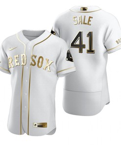 Boston Red Sox #41 Chris Sale Mlb Golden Brandedition White Jersey Gift For Red Sox Fans